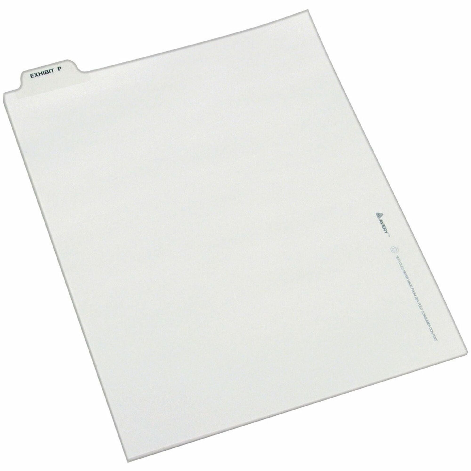 Avery-Style Preprinted Legal Bottom Tab Dividers, 26-Tab, Exhibit P, 11 x 8.5, White, 25/Pack