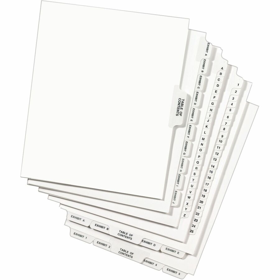 Avery Individual Bottom Tab Legal Dividers - 25 x Divider(s) - Bottom Tab(s) - Exhibit Q - 1 Tab(s)/Set - 8.5" Divider Width x 11" Divider Length - Letter - 8.50" Width x 11" Length - White Paper Divider - Recycled - 1 - 6