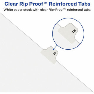 Avery Individual Bottom Tab Legal Dividers - 25 x Divider(s) - Bottom Tab(s) - Exhibit R - 1 Tab(s)/Set - 8.5" Divider Width x 11" Divider Length - Letter - 8.50" Width x 11" Length - White Paper Divider - Recycled - 1