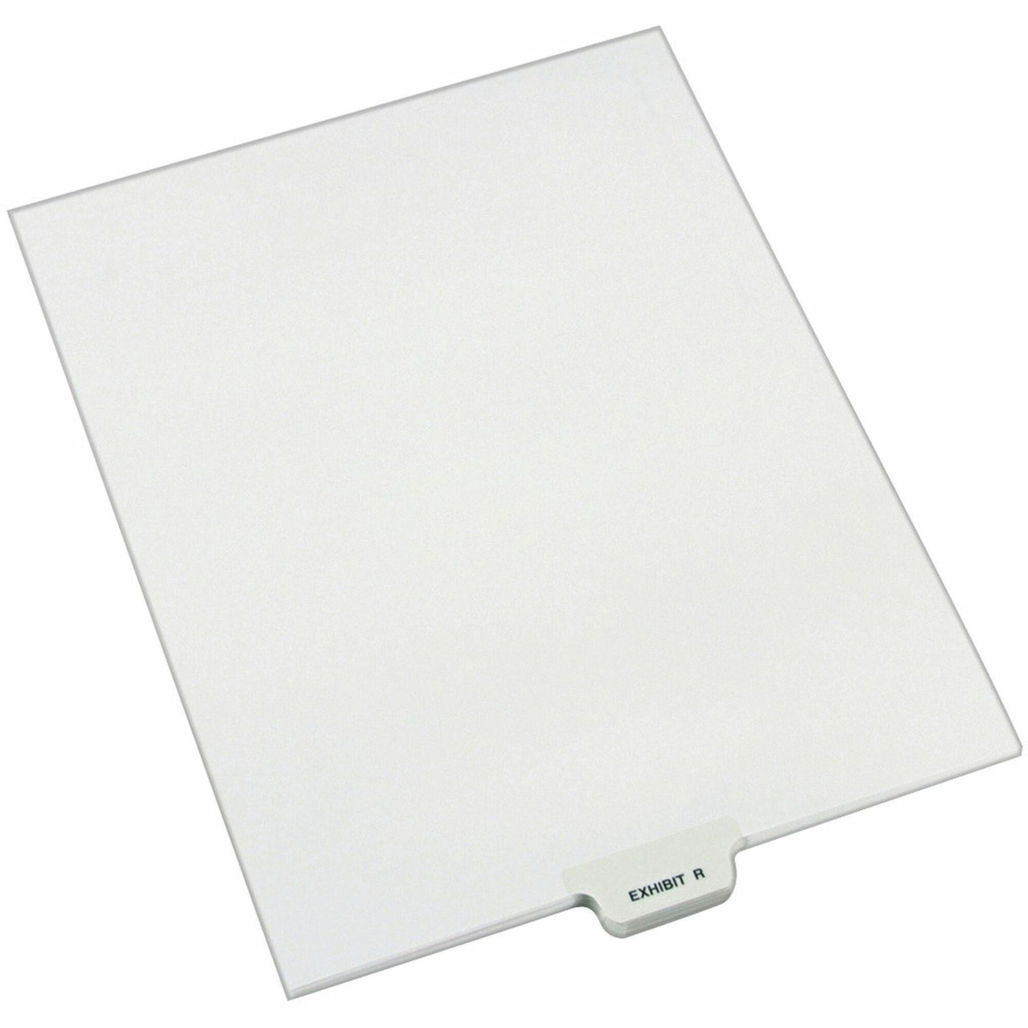 Avery Individual Bottom Tab Legal Dividers - 25 x Divider(s) - Bottom Tab(s) - Exhibit R - 1 Tab(s)/Set - 8.5" Divider Width x 11" Divider Length - Letter - 8.50" Width x 11" Length - White Paper Divider - Recycled - 1