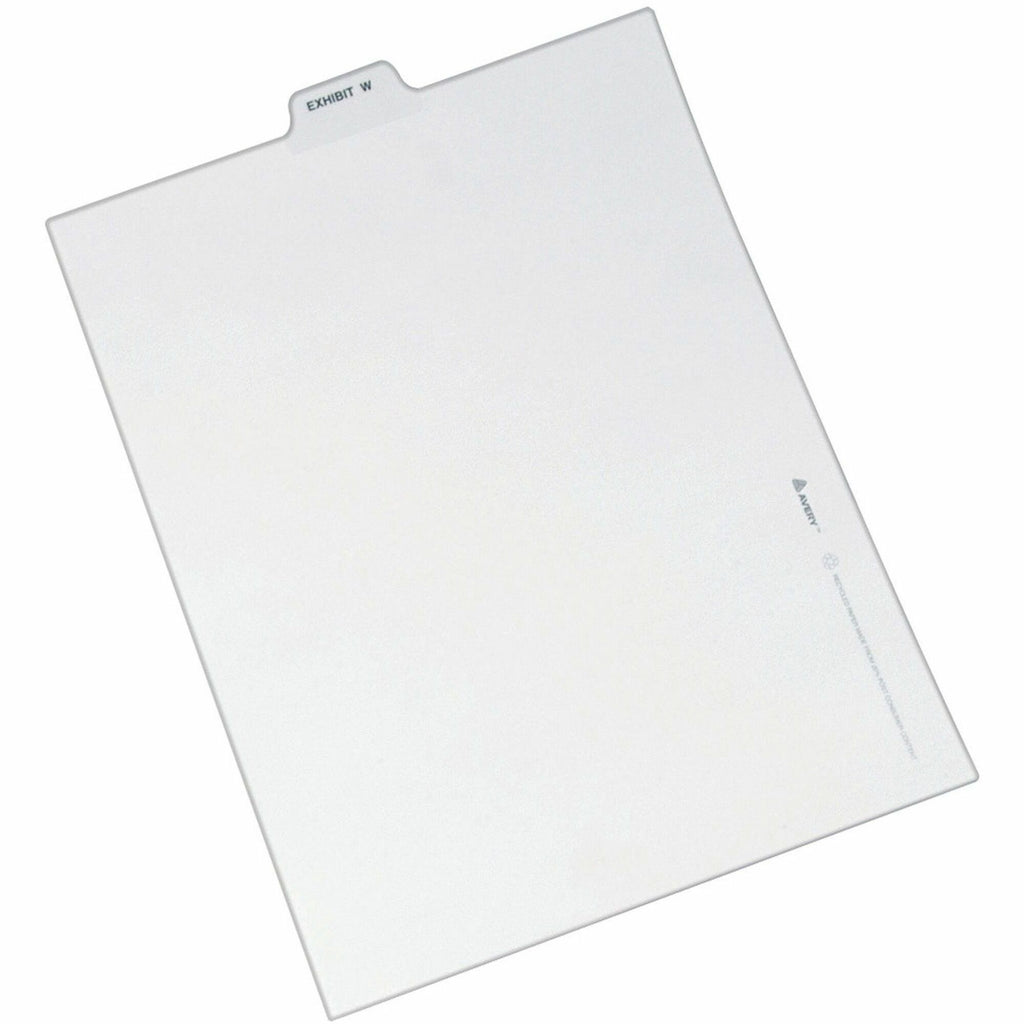 Avery Individual Bottom Tab Legal Dividers - 25 x Divider(s) - Bottom Tab(s) - Exhibit W - 1 Tab(s)/Set - 8.5" Divider Width x 11" Divider Length - Letter - 8.50" Width x 11" Length - White Paper Divider - Recycled - 1