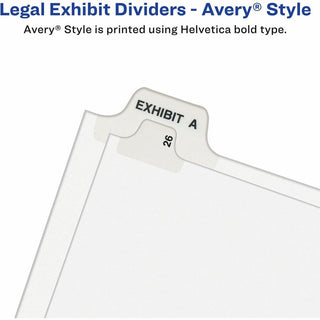 Avery Individual Bottom Tab Legal Dividers - 25 x Divider(s) - Bottom Tab(s) - Exhibit Z - 1 Tab(s)/Set - 8.5" Divider Width x 11" Divider Length - Letter - 8.50" Width x 11" Length - White Paper Divider - Recycled - 1