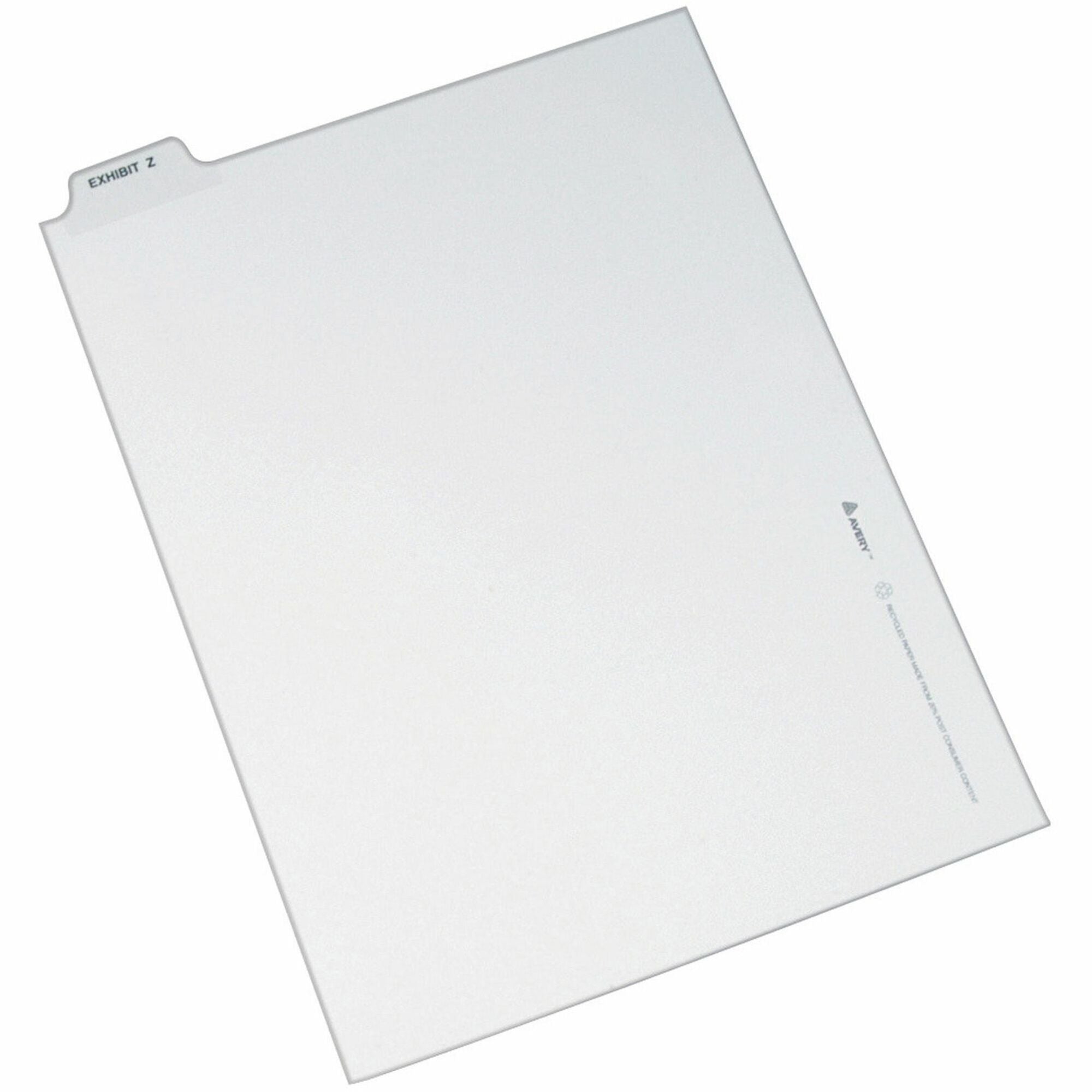 Avery Individual Bottom Tab Legal Dividers - 25 x Divider(s) - Bottom Tab(s) - Exhibit Z - 1 Tab(s)/Set - 8.5" Divider Width x 11" Divider Length - Letter - 8.50" Width x 11" Length - White Paper Divider - Recycled - 1