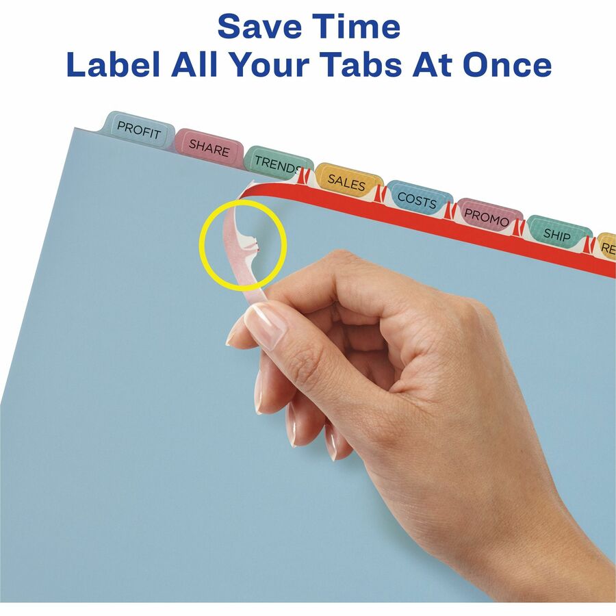 Print and Apply Index Maker Clear Label Plastic Dividers with Printable Label Strip, 8-Tab, 11 x 8.5, Assorted Tabs, 5 Sets