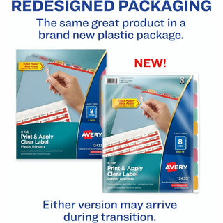 Print and Apply Index Maker Clear Label Plastic Dividers with Printable Label Strip, 8-Tab, 11 x 8.5, Assorted Tabs, 5 Sets