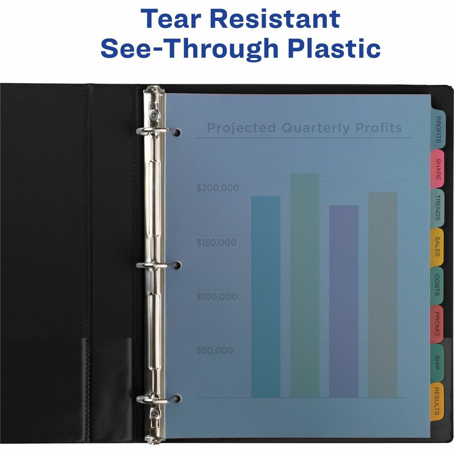 Print and Apply Index Maker Clear Label Plastic Dividers with Printable Label Strip, 8-Tab, 11 x 8.5, Assorted Tabs, 5 Sets
