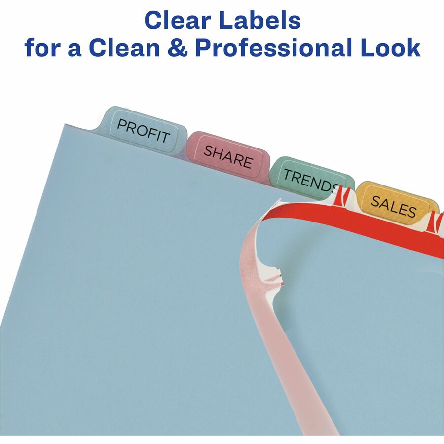 Print and Apply Index Maker Clear Label Plastic Dividers with Printable Label Strip, 8-Tab, 11 x 8.5, Assorted Tabs, 5 Sets
