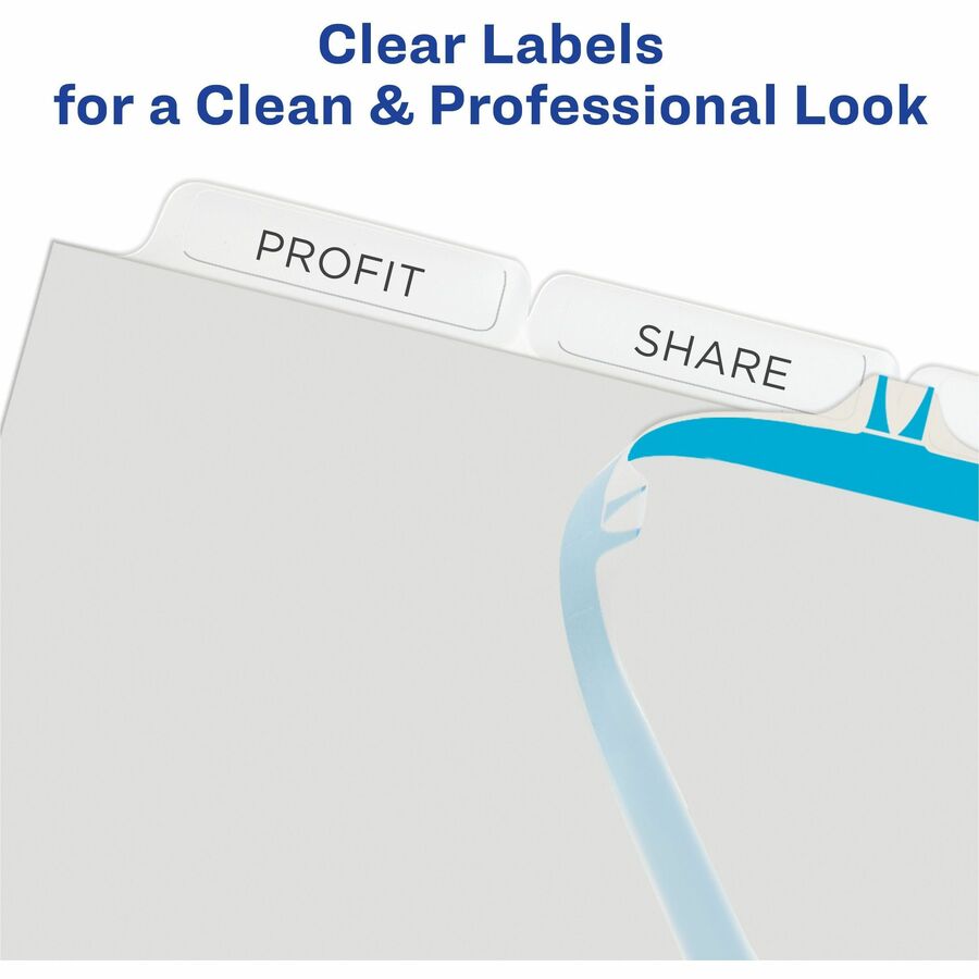 Print and Apply Index Maker Clear Label Plastic Dividers w/Printable Label Strip, 5-Tab, 11 x 8.5, Frosted Clear Tabs, 5 Sets