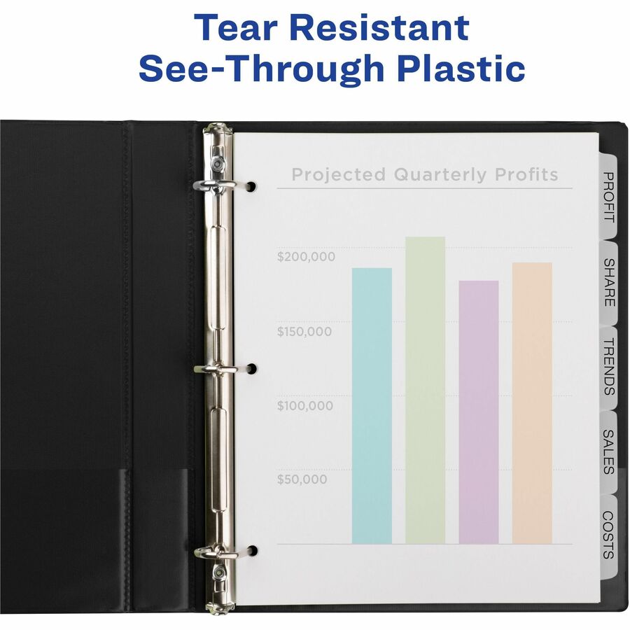 Print and Apply Index Maker Clear Label Plastic Dividers w/Printable Label Strip, 5-Tab, 11 x 8.5, Frosted Clear Tabs, 5 Sets