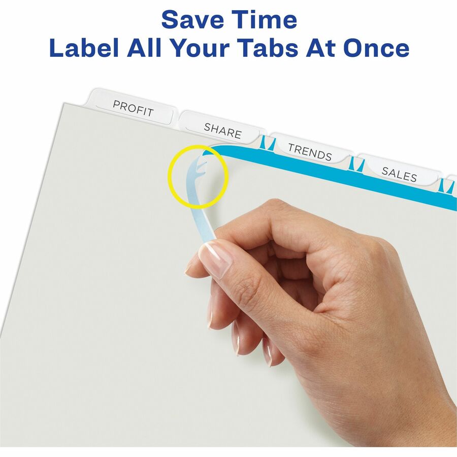 Print and Apply Index Maker Clear Label Plastic Dividers w/Printable Label Strip, 5-Tab, 11 x 8.5, Frosted Clear Tabs, 5 Sets