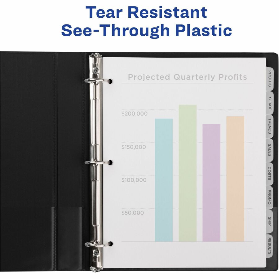 Print and Apply Index Maker Clear Label Plastic Dividers w/Printable Label Strip, 8-Tab, 11 x 8.5, Frosted Clear Tabs, 5 Sets