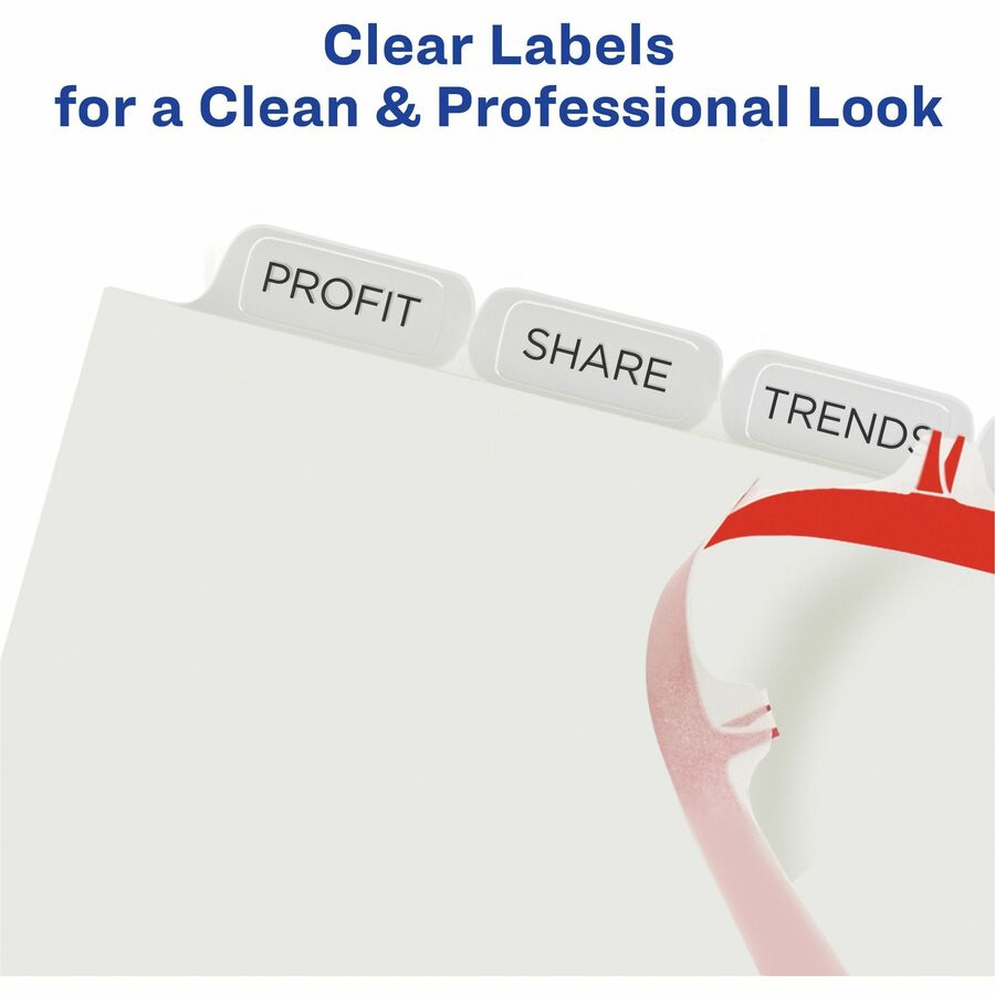 Print and Apply Index Maker Clear Label Plastic Dividers w/Printable Label Strip, 8-Tab, 11 x 8.5, Frosted Clear Tabs, 5 Sets