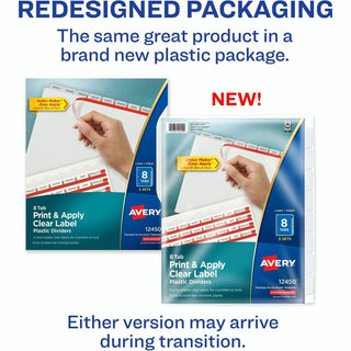 Print and Apply Index Maker Clear Label Plastic Dividers w/Printable Label Strip, 8-Tab, 11 x 8.5, Frosted Clear Tabs, 5 Sets