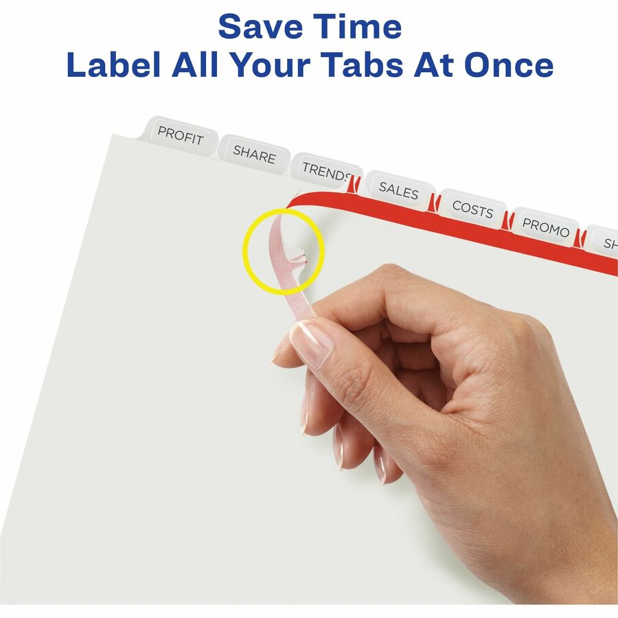 Print and Apply Index Maker Clear Label Plastic Dividers w/Printable Label Strip, 8-Tab, 11 x 8.5, Frosted Clear Tabs, 5 Sets