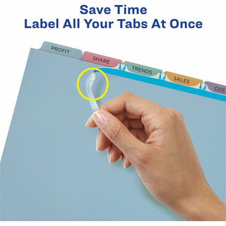 Print and Apply Index Maker Clear Label Plastic Dividers with Printable Label Strip, 5-Tab, 11 x 8.5, Assorted Tabs, 5 Sets