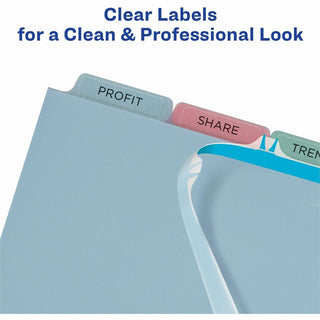 Print and Apply Index Maker Clear Label Plastic Dividers with Printable Label Strip, 5-Tab, 11 x 8.5, Assorted Tabs, 5 Sets
