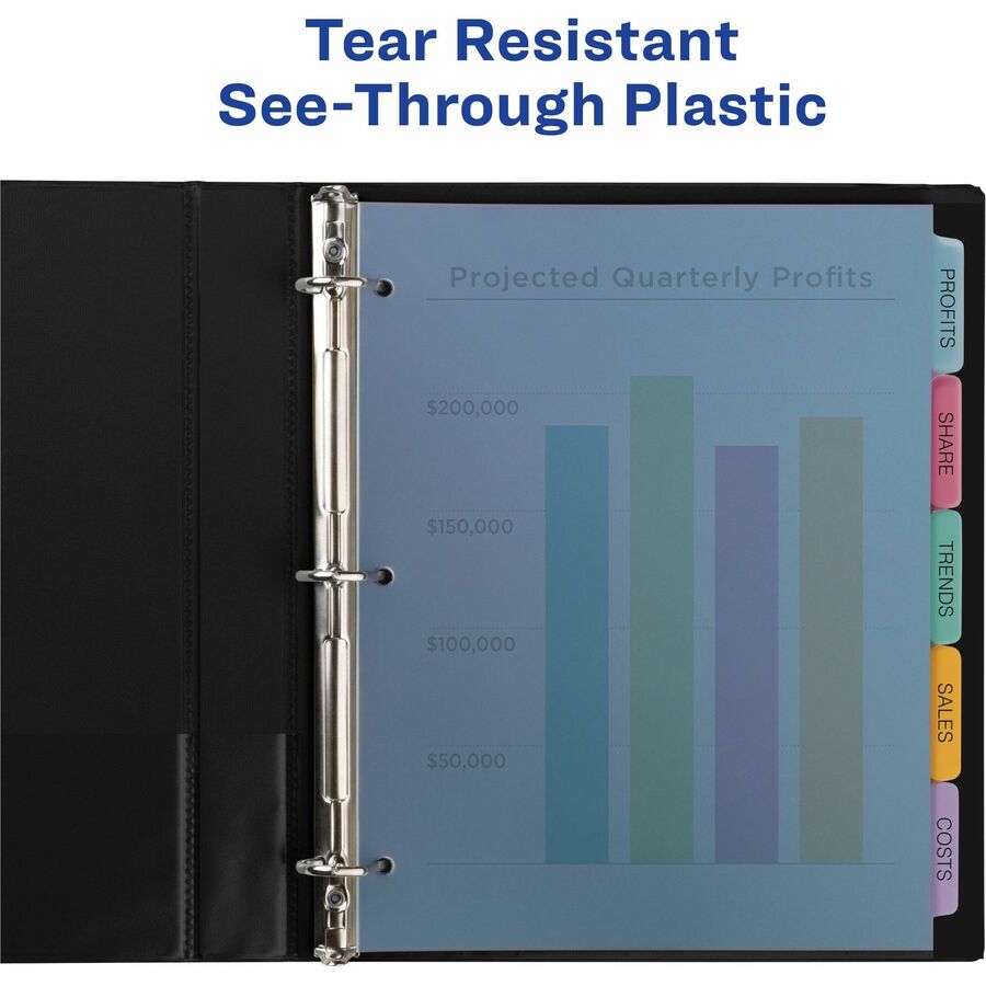 Print and Apply Index Maker Clear Label Plastic Dividers with Printable Label Strip, 5-Tab, 11 x 8.5, Assorted Tabs, 5 Sets