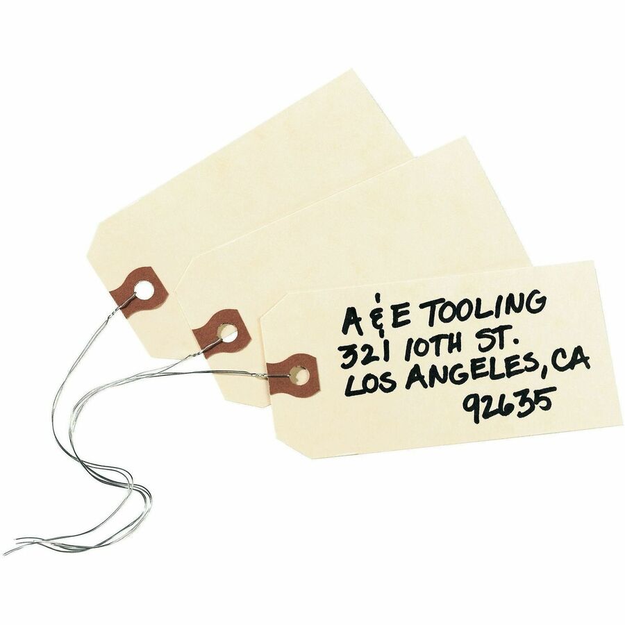 Double Wired Shipping Tags, 11.5 pt Stock, 2.75 x 1.38, Manila, 1,000/Box