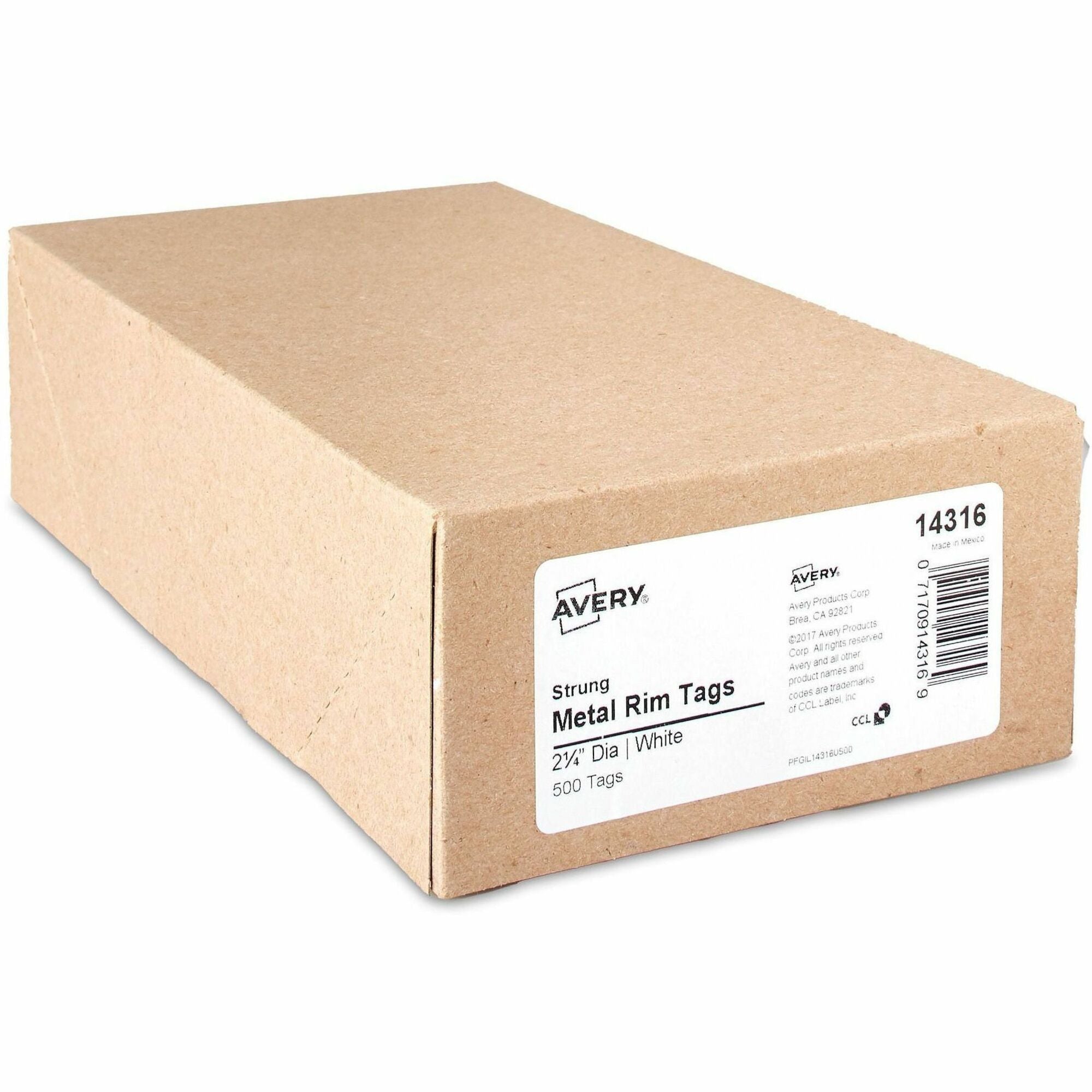Heavyweight Stock Metal Rim Tags, 2.25" dia, White, 500/Box