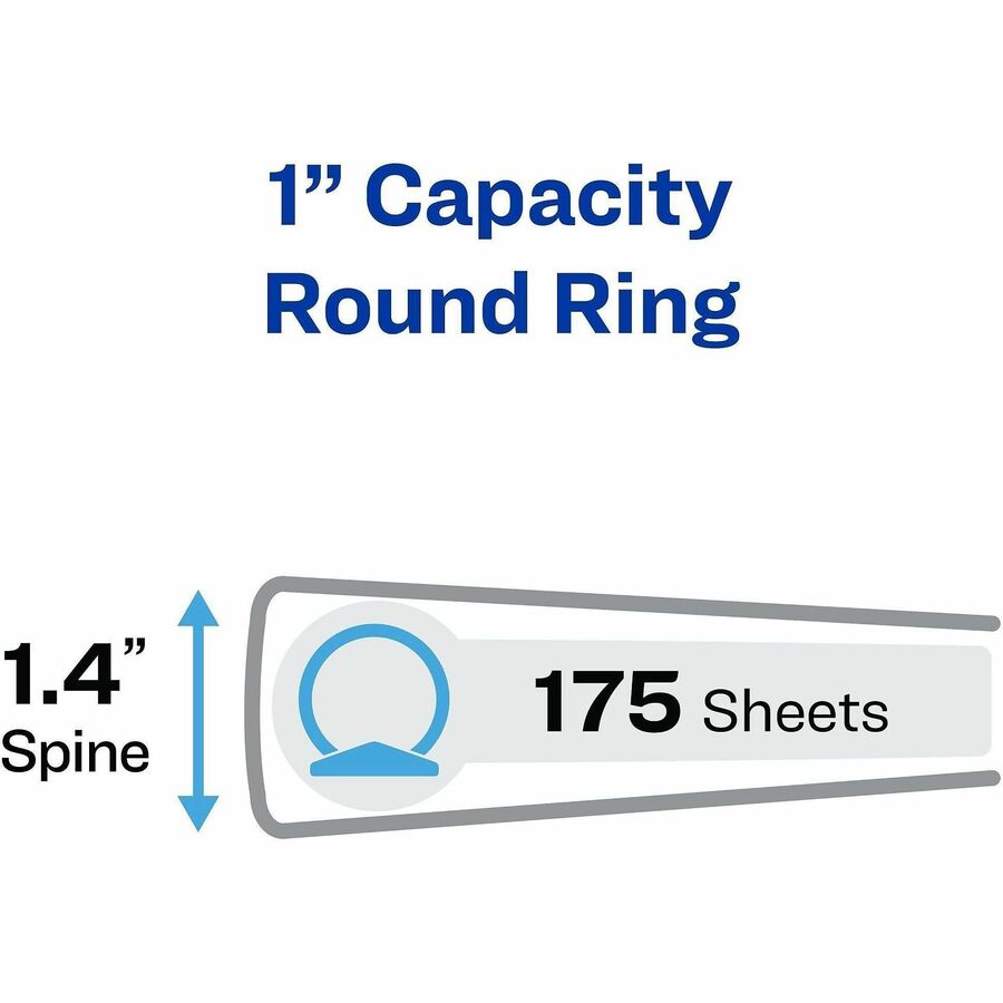 Hanging Storage Flexible Non-View Binder with Round Rings, 3 Rings, 1" Capacity, 11 x 8.5, Blue