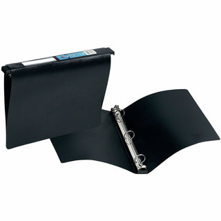 Hanging Storage Flexible Non-View Binder with Round Rings, 3 Rings, 1" Capacity, 11 x 8.5, Black