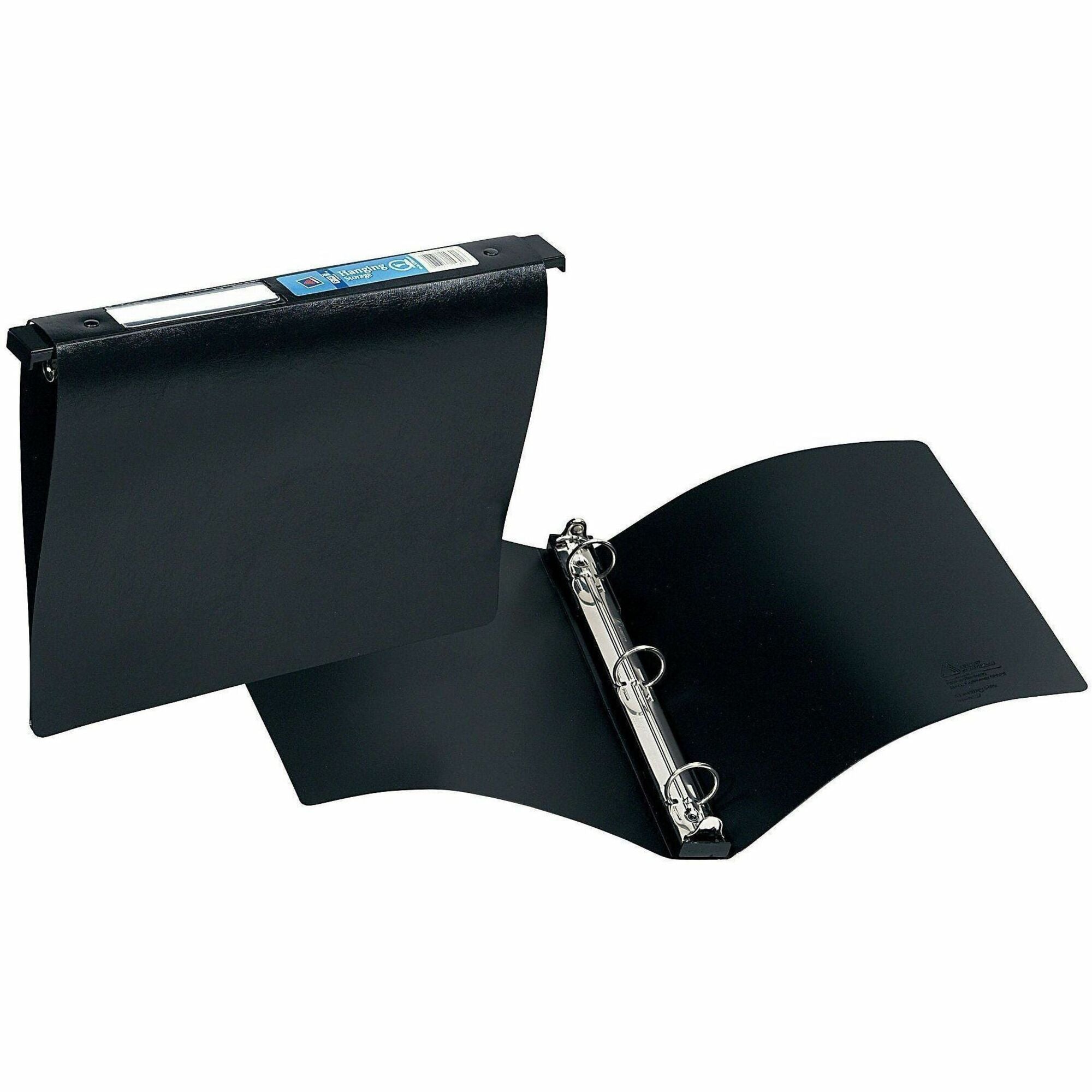 Hanging Storage Flexible Non-View Binder with Round Rings, 3 Rings, 1" Capacity, 11 x 8.5, Black