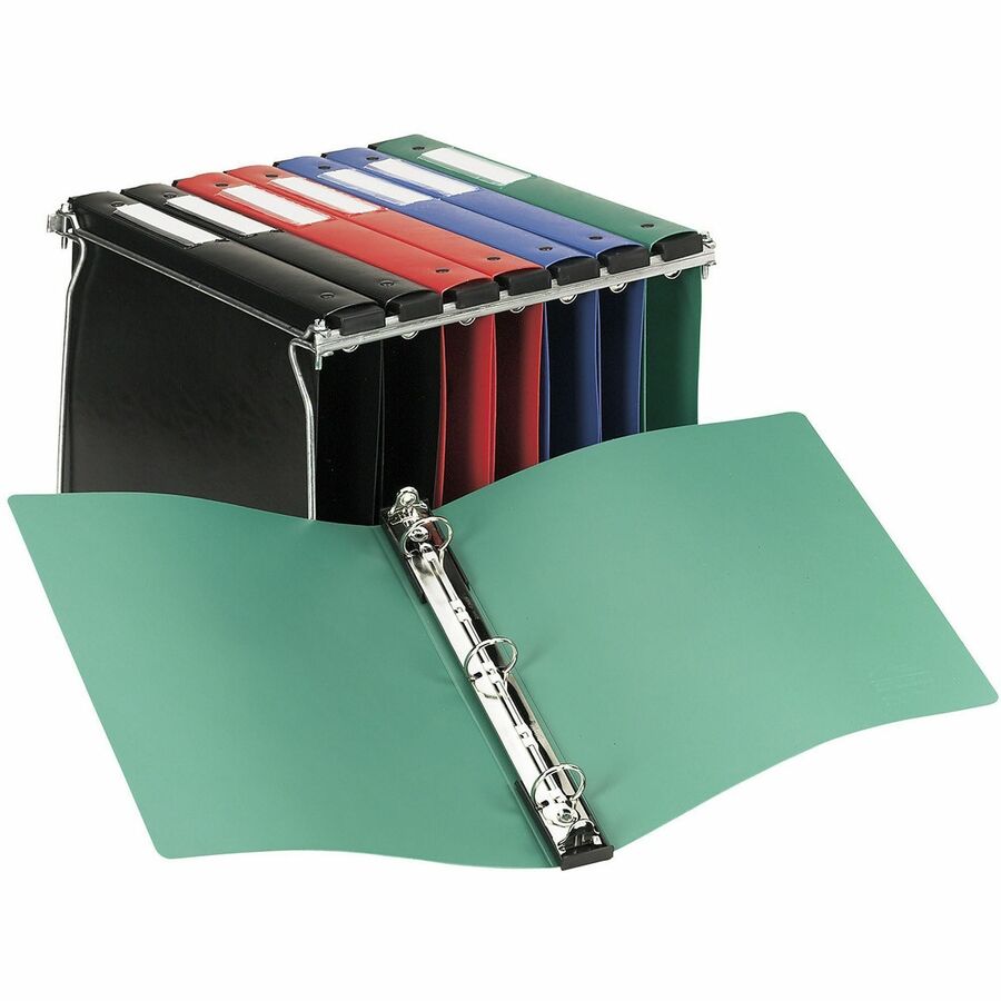 Hanging Storage Flexible Non-View Binder with Round Rings, 3 Rings, 1" Capacity, 11 x 8.5, Green