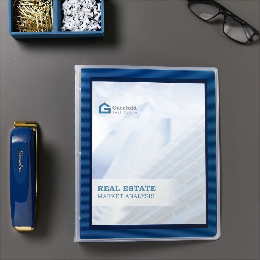 Flexi-View Binder with Round Rings, 3 Rings, 0.5" Capacity, 11 x 8.5, Navy Blue