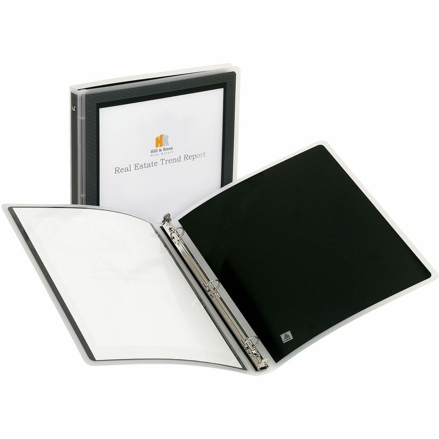 Flexi-View Binder with Round Rings, 3 Rings, 0.5" Capacity, 11 x 8.5, Black