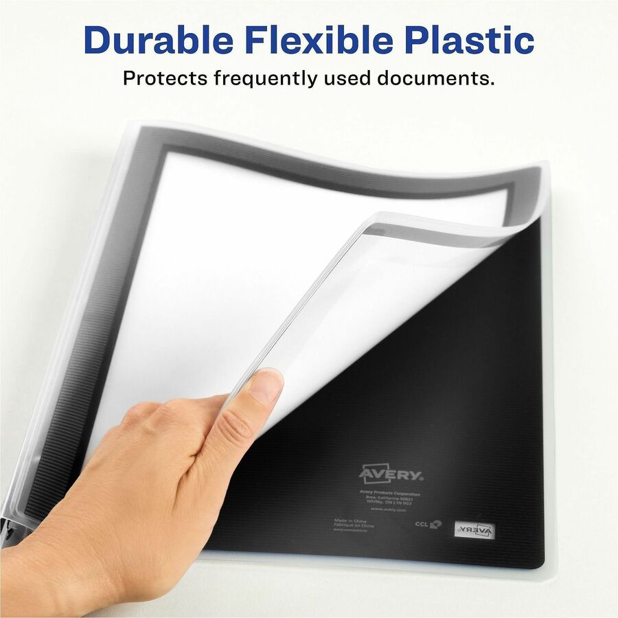 Flexi-View Binder with Round Rings, 3 Rings, 0.5" Capacity, 11 x 8.5, Black