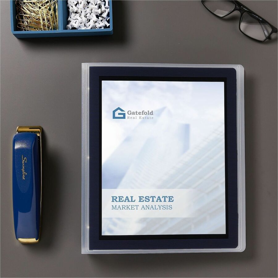 Flexi-View Binder with Round Rings, 3 Rings, 0.5" Capacity, 11 x 8.5, Black
