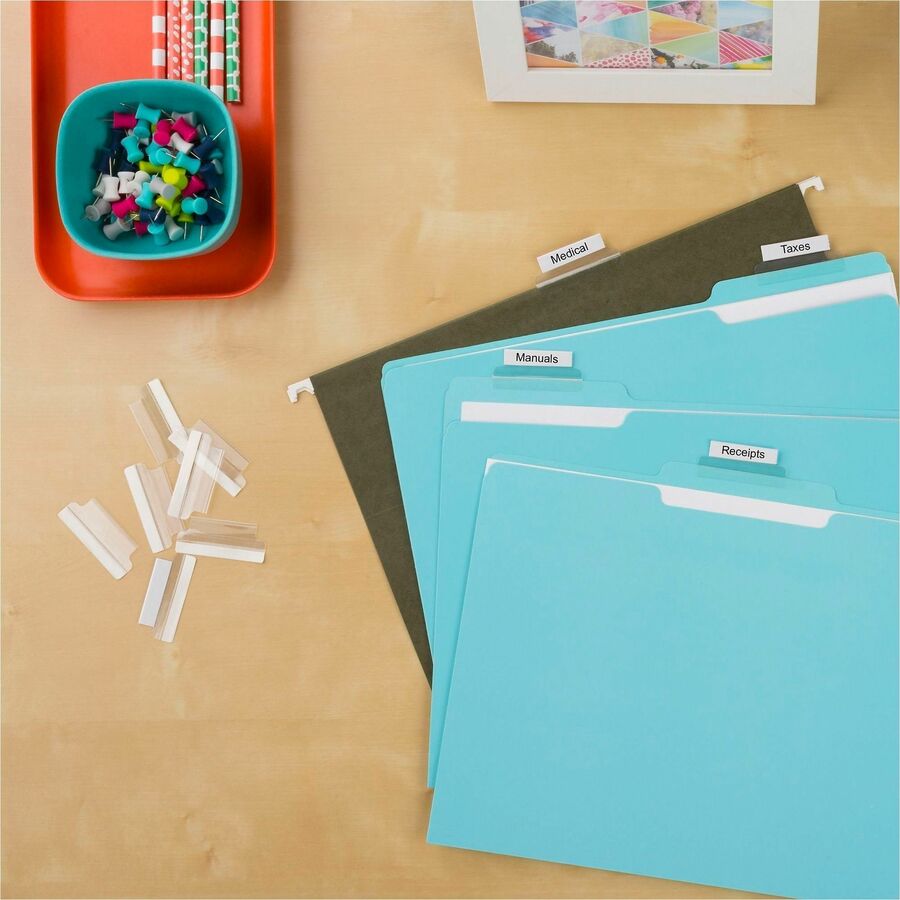 Insertable Index Tabs with Printable Inserts, 1/5-Cut, Clear, 1.5" Wide, 25/Pack