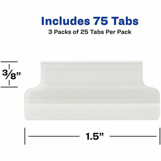 Insertable Index Tabs with Printable Inserts, 1/5-Cut, Clear, 1.5" Wide, 25/Pack