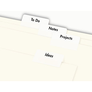 Printable Plastic Tabs with Repositionable Adhesive, 1/5-Cut, White, 1.25" Wide, 96/Pack