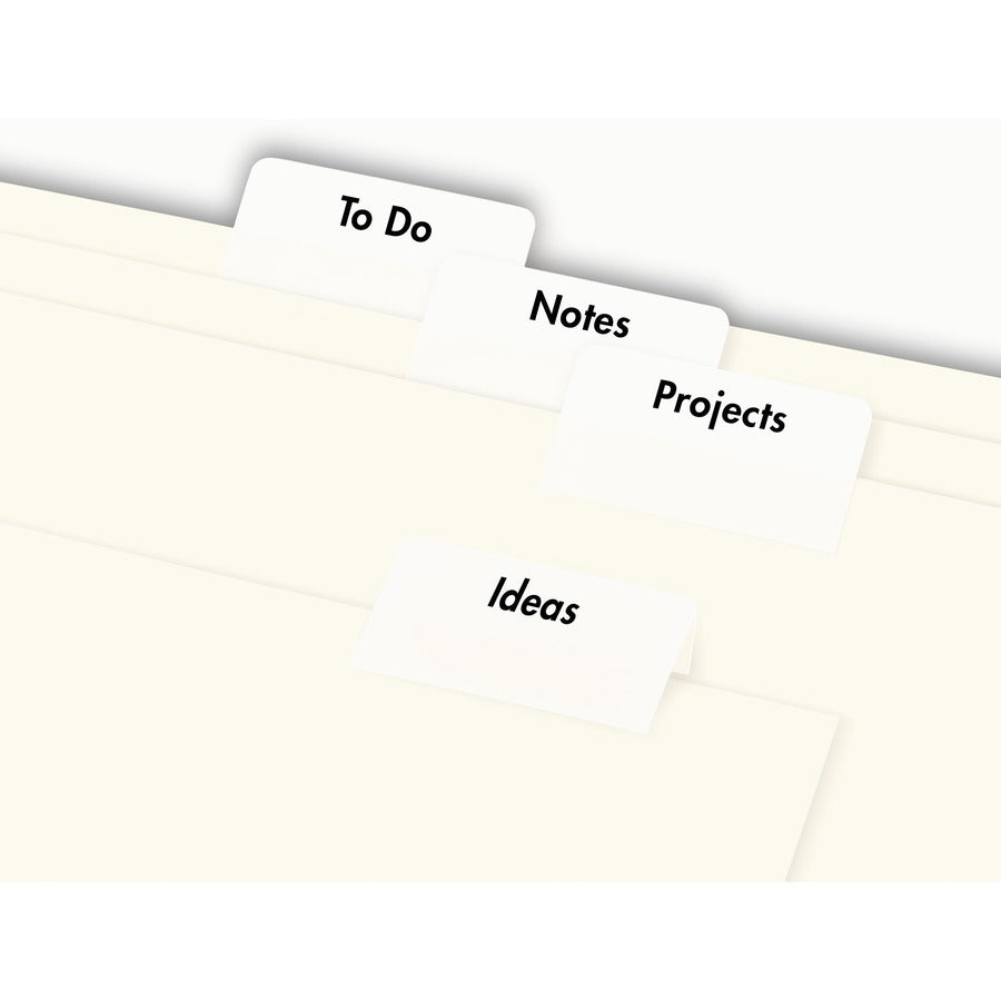 Printable Plastic Tabs with Repositionable Adhesive, 1/5-Cut, White, 1.25" Wide, 96/Pack