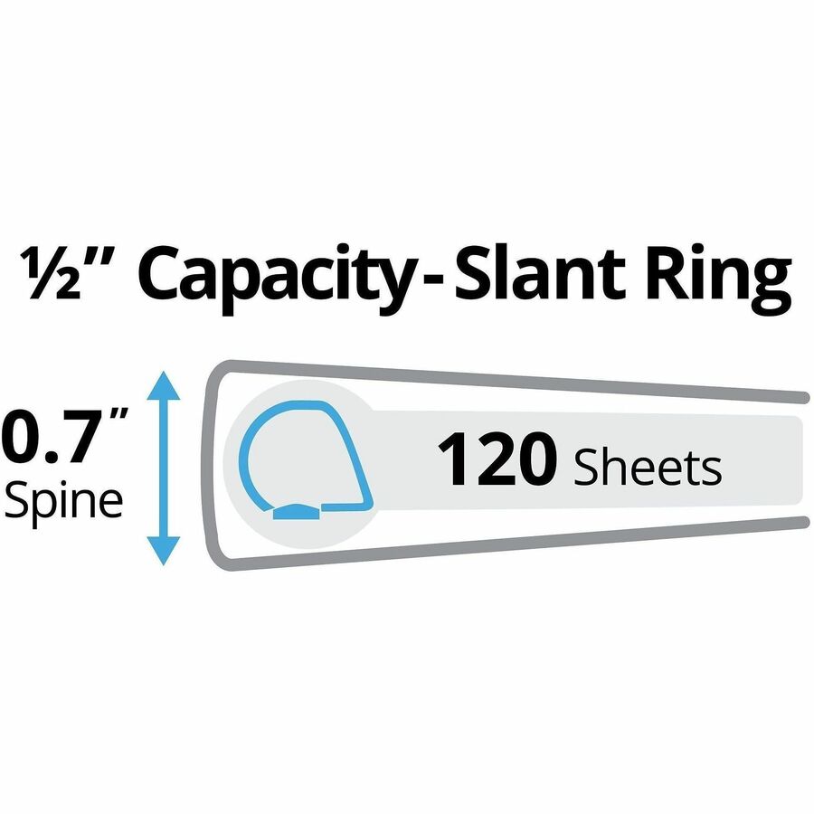 Durable View Binder with DuraHinge and Slant Rings, 3 Rings, 0.5" Capacity, 11 x 8.5, Black