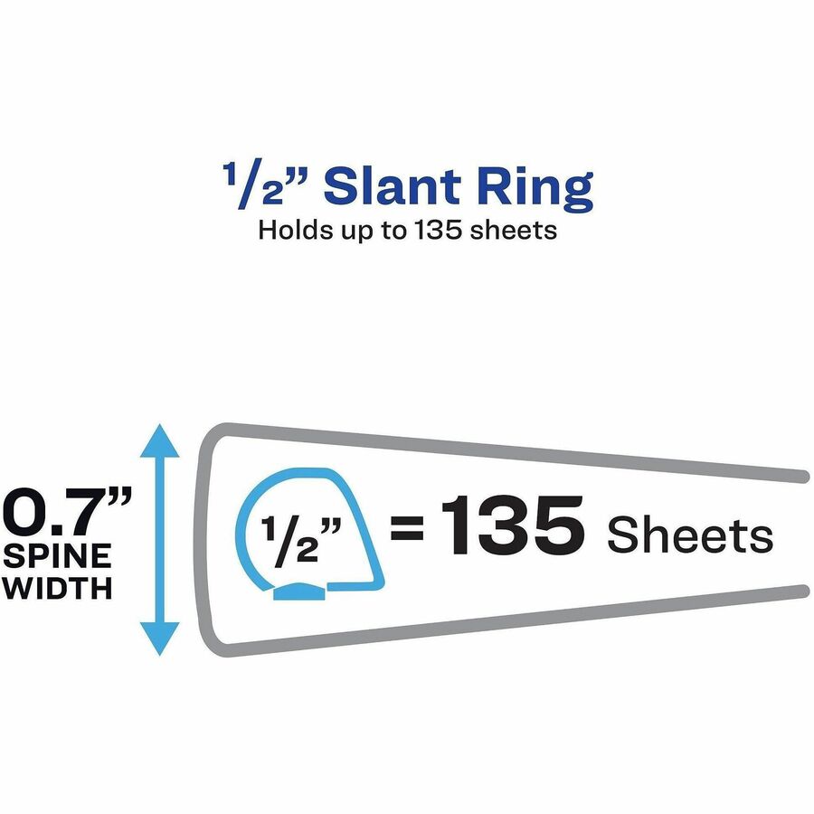 Durable View Binder with DuraHinge and Slant Rings, 3 Rings, 0.5" Capacity, 11 x 8.5, White