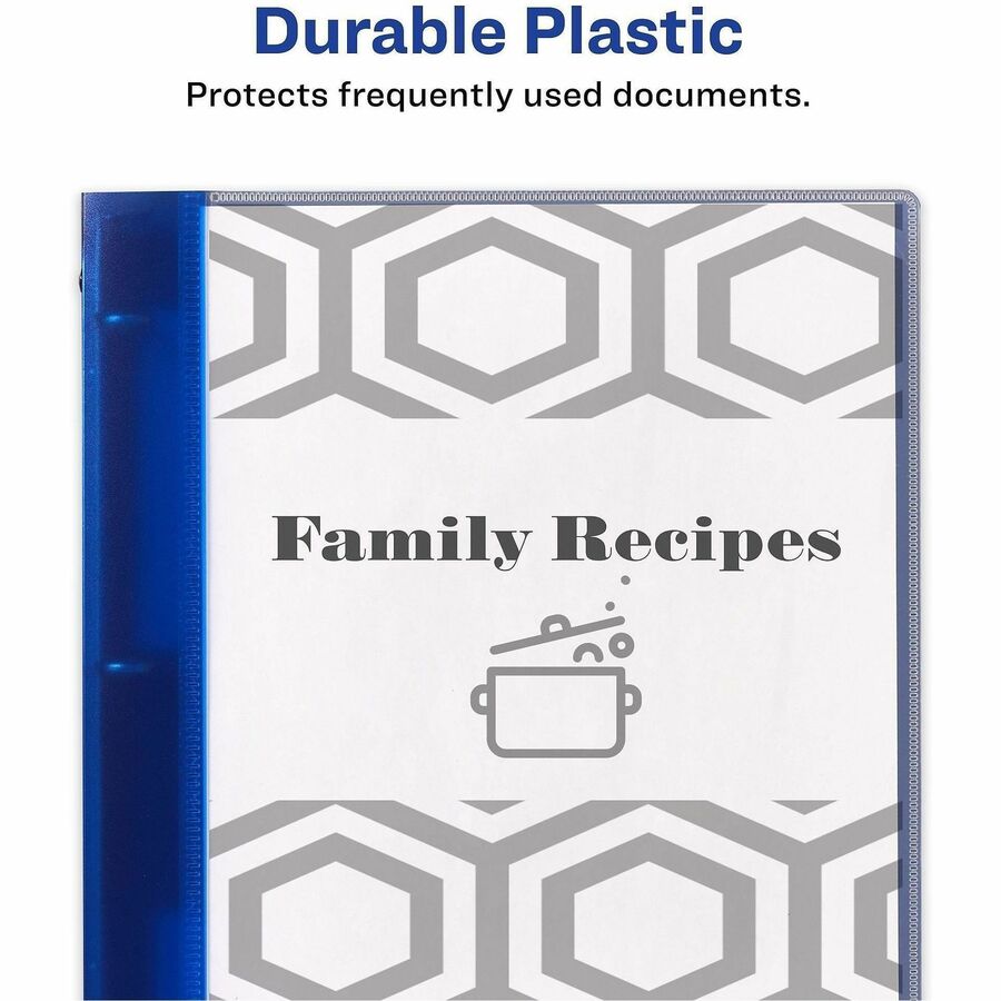 Flexible View Binder with Round Rings, 3 Rings, 0.5" Capacity, 11 x 8.5, Blue