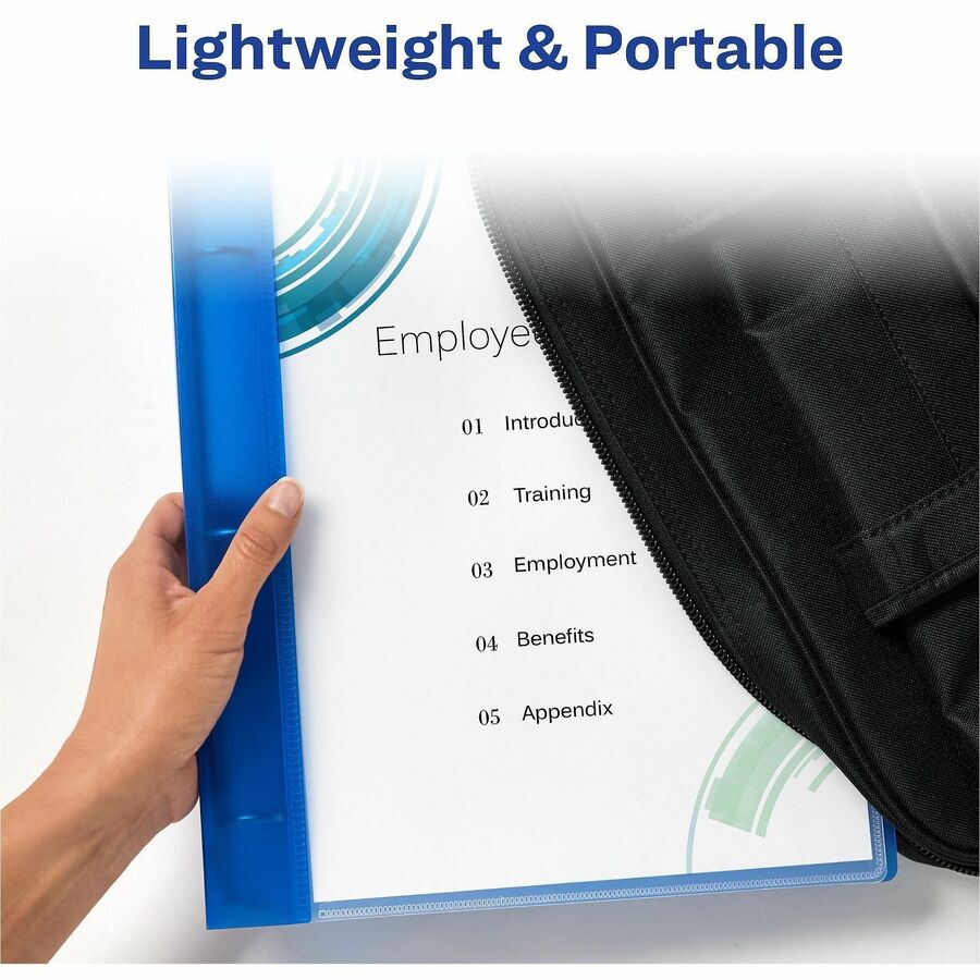 Flexible View Binder with Round Rings, 3 Rings, 0.5" Capacity, 11 x 8.5, Blue