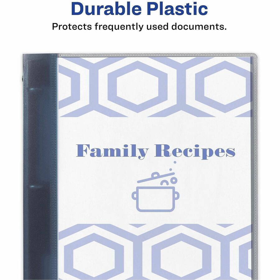 Flexible View Binder with Round Rings, 3 Rings, 1" Capacity, 11 x 8.5, Gray
