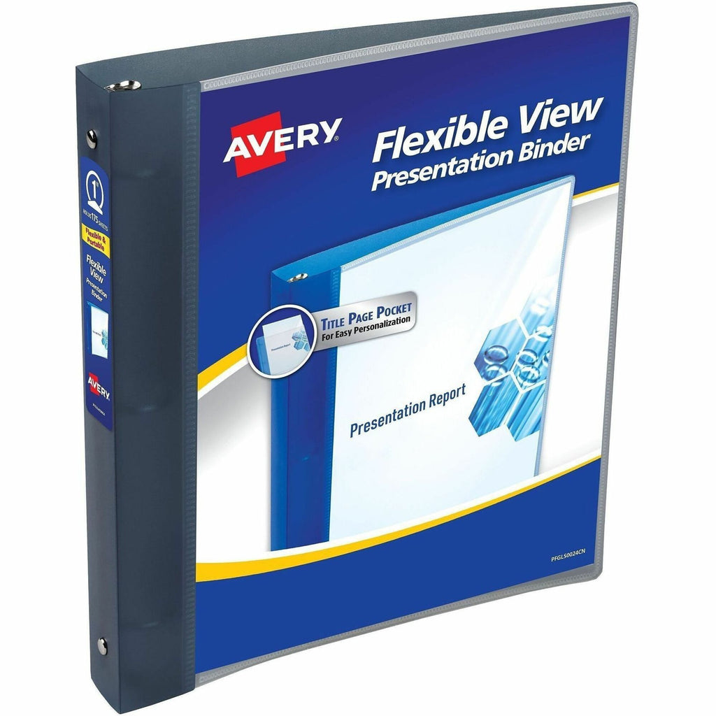 Flexible View Binder with Round Rings, 3 Rings, 1" Capacity, 11 x 8.5, Gray