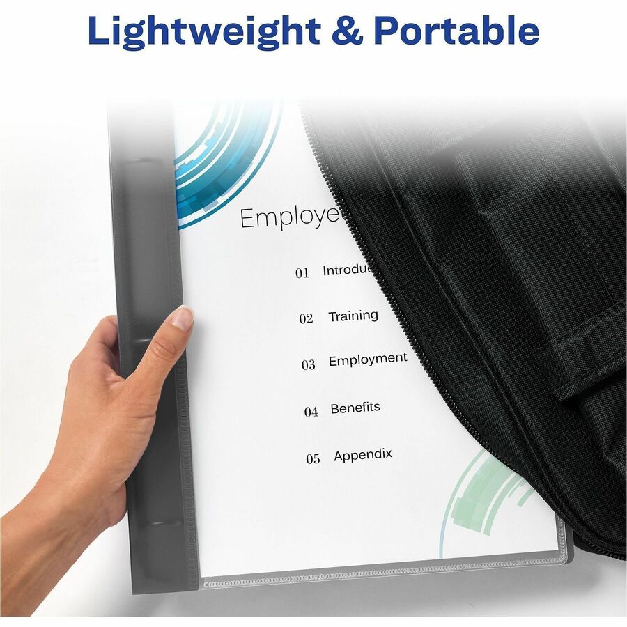 Flexible View Binder with Round Rings, 3 Rings, 1" Capacity, 11 x 8.5, Gray