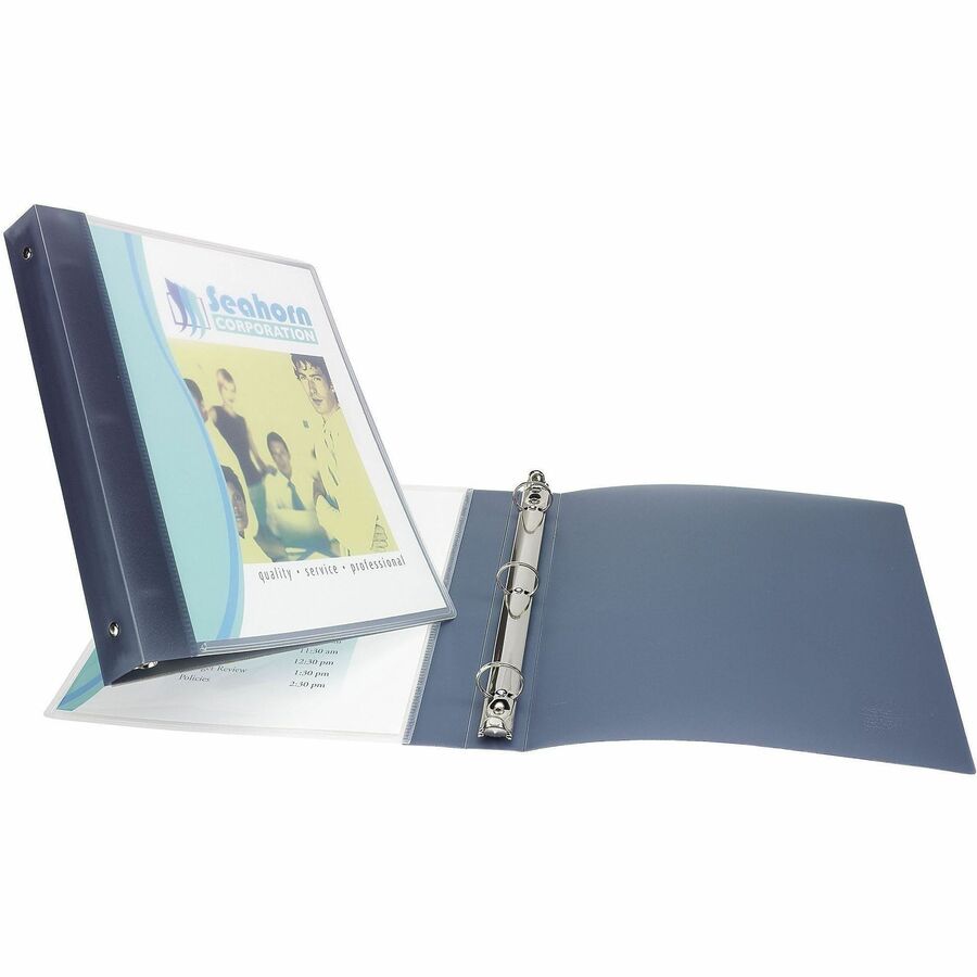 Flexible View Binder with Round Rings, 3 Rings, 1" Capacity, 11 x 8.5, Gray