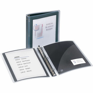 Flexi-View Binder with Round Rings, 3 Rings, 1" Capacity, 11 x 8.5, Black
