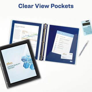 Flexi-View Binder with Round Rings, 3 Rings, 1" Capacity, 11 x 8.5, Black