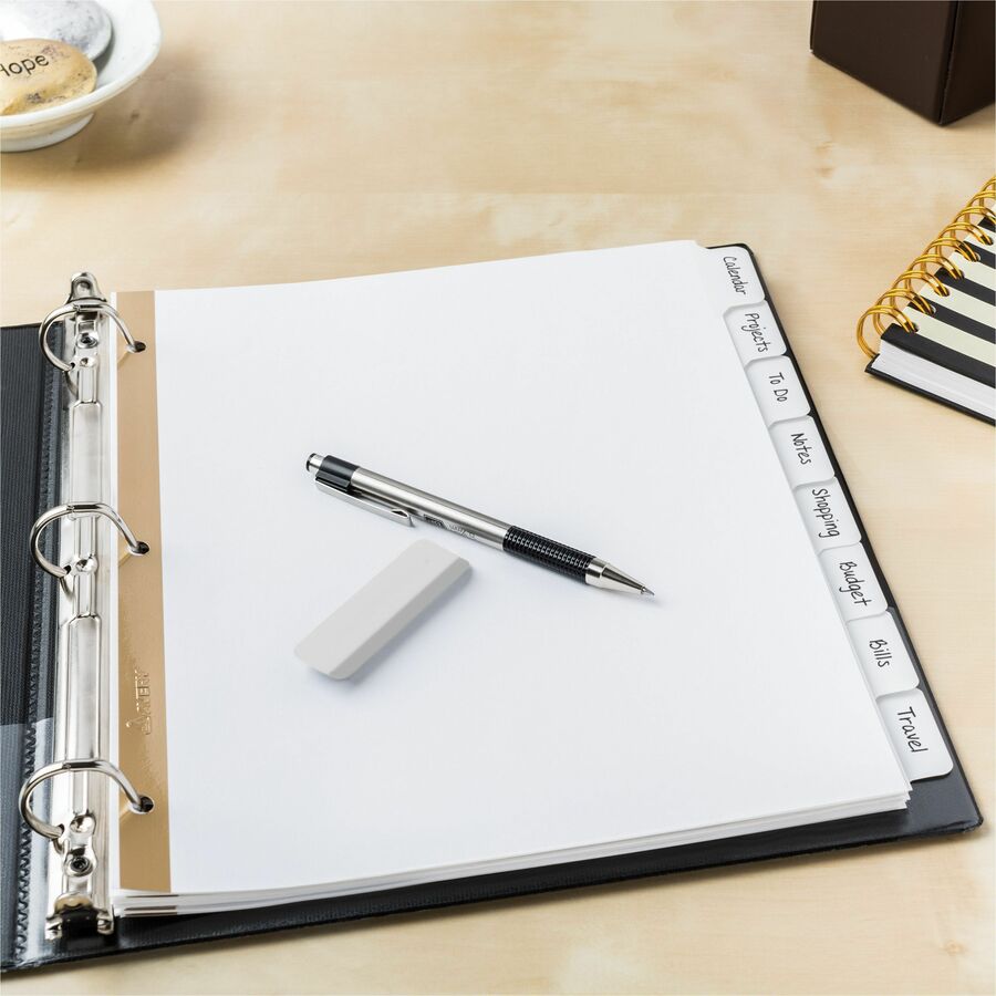 Write and Erase Big Tab Paper Dividers, 8-Tab, 11 x 8.5, White, White Tabs, 1 Set