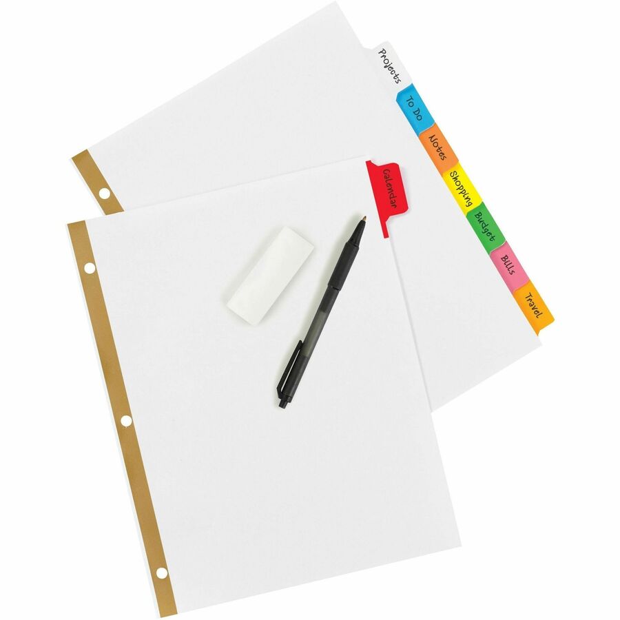 Write and Erase Big Tab Paper Dividers, 8-Tab, 11 x 8.5, White, Assorted Tabs,1 Set