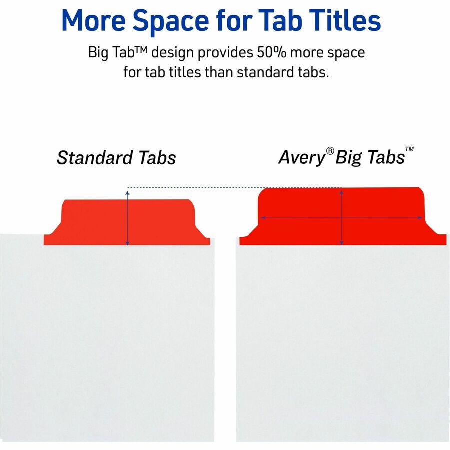 Write and Erase Big Tab Paper Dividers, 8-Tab, 11 x 8.5, White, Assorted Tabs,1 Set