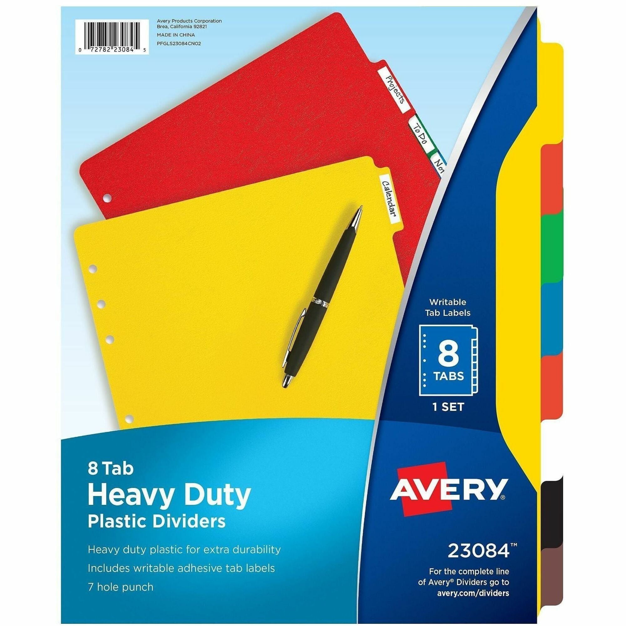 Heavy-Duty Plastic Dividers with Multicolor Tabs and White Labels , 8-Tab, 11 x 8.5, Assorted, 1 Set