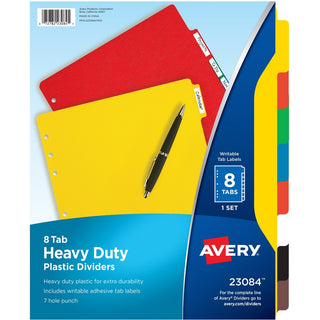 Heavy-Duty Plastic Dividers with Multicolor Tabs and White Labels , 8-Tab, 11 x 8.5, Assorted, 1 Set